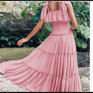 Lulu’s Bohemian Dusty pink smocked tiered Maxi